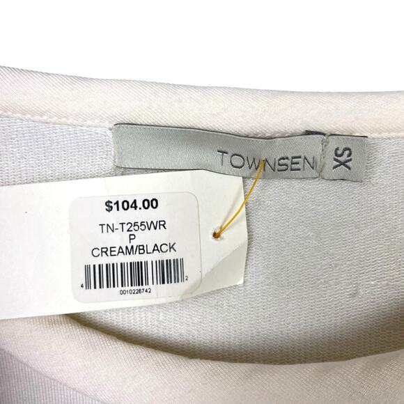Townsen NWT Black Cream Colorblock Long Sleeve Soft Knit Elastic Hem Top - Picture 9 of 11